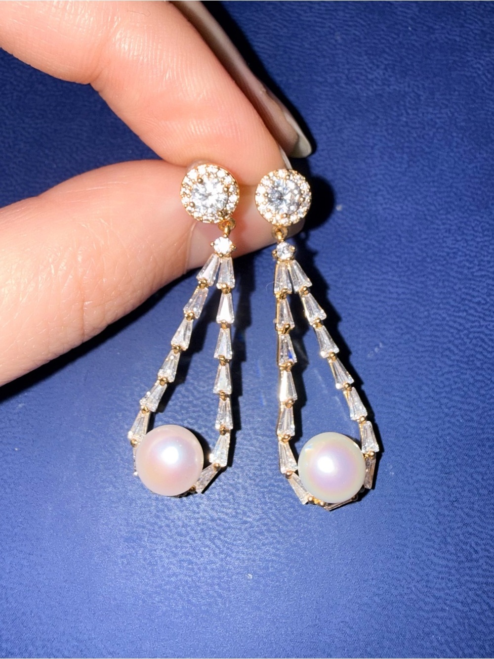 Gold Pearl Drop Earrings